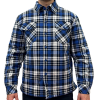 Mens QUILTED FLANNELETTE SHIRT 100% COTTON Flannel Jacket Padded Long Sleeve - Black/Navy/White (Quilted) - S thumbnail