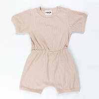 Ponchik Babies + Kids - Ribbed Cotton Romper - Sugar Cookie - 3-6 months thumbnail