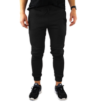Mens Skinny Track Pants Joggers Trousers Gym Casual Sweat Cuffed Slim Trackies Fleece - Black - XXL thumbnail