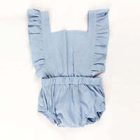 Ponchik Babies + Kids Ruffle Back Romper - Capri Blue - 3 years thumbnail
