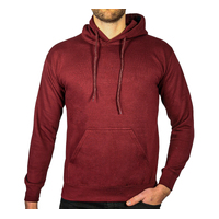 Adult Mens 100% Cotton Fleece Hoodie Jumper Pullover Sweater Warm Sweatshirt - Maroon/Burgundy - XL thumbnail