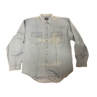 Denim Long Sleeve Jean Shirt Buttoned Front Casual Soft Top 100% COTTON - XL thumbnail