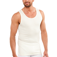 Mens THERMAL Merino Wool Blend Singlet Top Sleeveless Warm Underwear - Natural - Large thumbnail