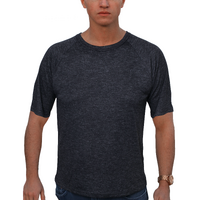 Mens Merino Wool Blend Short Sleeve Thermal Top Underwear Thermals Base Layer - Black - XL thumbnail