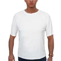 Mens Merino Wool Blend Short Sleeve Thermal Top Underwear Thermals Base Layer - Natural - L thumbnail