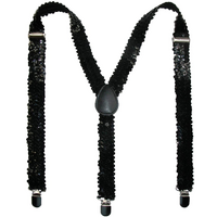 Mens Suspenders Braces Adjustable Strong Clip On Elastic Formal Wedding Slim - Black (Sequin) thumbnail