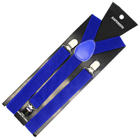 Mens Suspenders Braces Adjustable Strong Clip On Elastic Formal Wedding Slim - Blue thumbnail