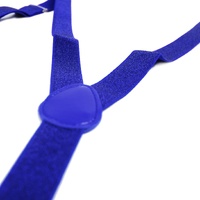Mens Suspenders Braces Adjustable Strong Clip On Elastic Formal Wedding Slim - Blue (Glitter) thumbnail