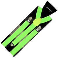 Mens Suspenders Braces Adjustable Strong Clip On Elastic Formal Wedding Slim - Fluro Green thumbnail