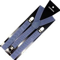 Mens Suspenders Braces Adjustable Strong Clip On Elastic Formal Wedding Slim - Grey thumbnail