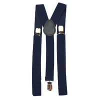 Mens Suspenders Braces Adjustable Strong Clip On Elastic Formal Wedding Slim - Navy Blue thumbnail