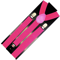 Mens Suspenders Braces Adjustable Strong Clip On Elastic Formal Wedding Slim - Pink thumbnail