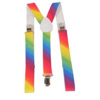 Mens Suspenders Braces Adjustable Strong Clip On Elastic Formal Wedding Slim - Rainbow thumbnail