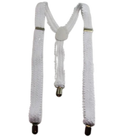 Mens Suspenders Braces Adjustable Strong Clip On Elastic Formal Wedding Slim - White (Sequin) thumbnail