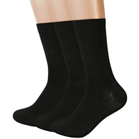 3 Pairs Bamboo Socks Unisex Premium Fiber Sock Super Soft Crew Tennis Sox - Black - 6-11 thumbnail