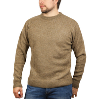 100% SHETLAND WOOL CREW Round Neck Knit JUMPER Pullover Mens Sweater Knitted - Nutmeg (23) - S thumbnail