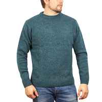 100% SHETLAND WOOL CREW Round Neck Knit JUMPER Pullover Mens Sweater Knitted - Sherwood (32) - M thumbnail