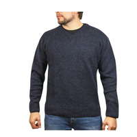 100% Shetland Wool V Neck Knit Jumper Pullover Mens Sweater Knitted - Navy (45) - XL thumbnail