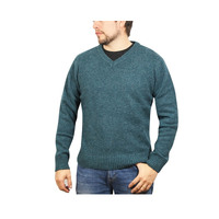 100% Shetland Wool V Neck Knit Jumper Pullover Mens Sweater Knitted - Sherwood (32) - L thumbnail