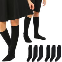6x Pairs School Uniform Knee High Socks Cotton Rich Girls Boys Kids Bulk - Black - 9-12 (5-8 Years Old) thumbnail