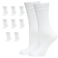 9 Pairs BAMBOO SOCKS Crew Natural Eco Healthy Enviro Unisex Work Business BULK - White - 2-8 thumbnail