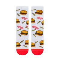 Stance ""Fries Before Guys"" Burger & Fries Crew Socks – Fun Food Print - M thumbnail