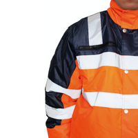 3-in-1 Hi Vis Quilted Safety Bomber Jacket Waterproof Reflective Workwear - Orange/Navy - XL thumbnail
