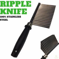 LARGE RIPPLE JELLY KNIFE Stainless Steel Blade Potato Crinkle Wavy Cutter Slicer thumbnail