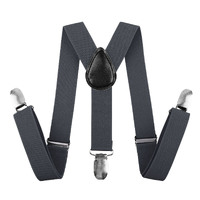 35mm WIDE SUSPENDERS Mens Adjustable Braces Clip On Trouser Elastic Y-Back - Black thumbnail