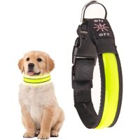 LED Dog Cat Collar USB Rechargeable Nylon Glow Flashing Light Up Safety Puppy thumbnail