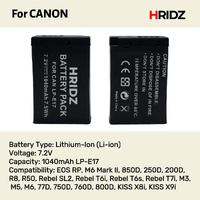 Hridz LP-E17 Batteries & Dual Charger For Canon EOS M6 200D 200D 77D 750D 760D 8000D thumbnail