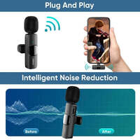 Hridz K9 Wireless Rechargeable 2 in 1 Lightning Microphone For Lightning Port Devices Recording Interview thumbnail