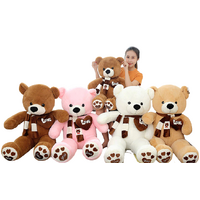 NNECN Huge 100cm Khaki Giant Teddy Bear Toys Stuffed Animals Soft Plush Cotton Scarf Bear Hold Pillow Doll thumbnail