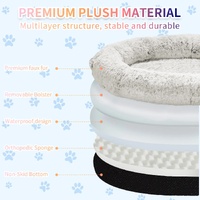Fluffy Donut-Shaped Pet Bed- Soft, Cozy, and Anti-Anxiety for Dogs and Cats, Machine Washable  Rainbow-colored Size:S 60*50*18cm thumbnail