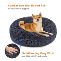 Calming Donut Pet Bed -Soft Faux Fur, Anti-Anxiety Fluffy Round Bed for Cats and Small Dogs (emerald green)40cm thumbnail