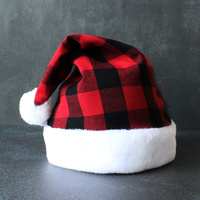 2 Pack Plaid Santa Hats for Adults, Buffalo Check Christmas Hats with White Fur Trim thumbnail