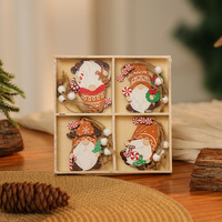 3 boxe style a set New Christmas Decorations, Small Wooden Pendants, Christmas Tree Decorations, 12 Wooden Box Packaging Pendants thumbnail