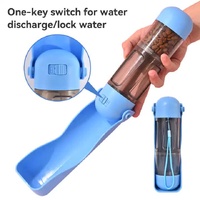 2-in-1 Portable Pet Water and Food Bottle - Leak-Proof Design with Water Lock and Easy Dispenser,300ml Water+200ml food feeder  Blue Colour thumbnail