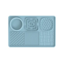 Multi-Functional Slow Feeder Mat for Dogs- Anti-Slip Lick Pad with Multiple Textures Rectangle 2PCS (Blue & Green) thumbnail
