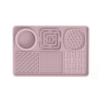 Multi-Functional Slow Feeder Mat for Dogs- Anti-Slip Lick Pad with Multiple Textures Rectangle 2PCS (Pink & Green) thumbnail