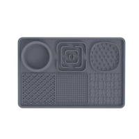 Multi-Functional Slow Feeder Mat for Dogs- Anti-Slip Lick Pad with Multiple Textures Rectangle 2PCS (Black & Grey) thumbnail
