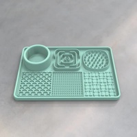 Multi-Functional Slow Feeder Mat for Dogs- Anti-Slip Lick Pad with Multiple Textures Rectangle 2PCS (Grey & Green) thumbnail