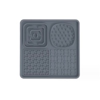 Multi-Functional Slow Feeder Mat for Dogs- Anti-Slip Lick Pad with Multiple Textures Square 2PCS (Black & Grey) thumbnail