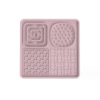 Multi-Functional Slow Feeder Mat for Dogs- Anti-Slip Lick Pad with Multiple Textures Square 2PCS (Pink & Green) thumbnail