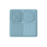 Multi-Functional Slow Feeder Mat for Dogs- Anti-Slip Lick Pad with Multiple Textures Square 2PCS (Blue & Grey) thumbnail
