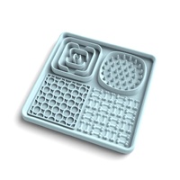 Multi-Functional Slow Feeder Mat for Dogs- Anti-Slip Lick Pad with Multiple Textures Square 2PCS (Blue & Green) thumbnail