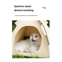 Outdoor Cat House,Pet Tent -Windproof and Dustproof Shelter for Small Pets, Grey, Size: S  35*35*30cm thumbnail