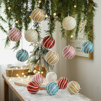 Glittery Christmas Baubles , Pearl-Accented Holiday Ornaments in Assorted Colors, 2 Sets Total(5 Colors Per Set) thumbnail