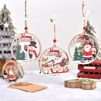 Set of 4 Wooden Christmas Hanging Ornaments – Santa, Snowman, and Reindeer Decorations （2 set, 8 pieces in total)） thumbnail