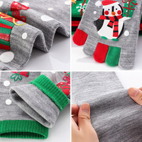 Penguin Christmas tabi socks with gift tower design, women's cartoon stockings 5 pairs thumbnail